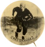 C. 1930 RED GRANGE IN ACTION REAL PHOTO BUTTON FIRST SEEN IN THIS 1.75" SIZE AND BLACK/WHITE.