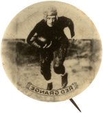 C. 1930 RED GRANGE IN ACTION REAL PHOTO BUTTON RARITY PRINTED BACKWARDS IN ERROR.