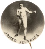 C. 1910 "JAMES JEFFRIES" FULL FIGURE REAL PHOTO  IN BOXING STANCE BUTTON & MUCHINSKY UNLISTED.