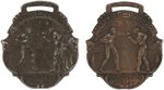 1910 JEFFRIES/JOHNSON PAIR OF 1910 "CALIFORNIA" AND "CALIFORNIA/RENO" FOBS: SAME DESIGN AS GOLD FOB GIVEN TO JOHNSON.