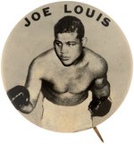 C. 1937 "JOE LOUIS" REAL PHOTO 1.75" BUTTON WITH GRAY BACKGROUND UNLISTED IN MUCHINSKY.