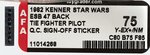 STAR WARS: THE EMPIRE STRIKES BACK - IMPERIAL TIE FIGHTER PILOT 47 BACK QUALITY CONTROL SIGN-OFF AFA 75 Y-EX+/NM.