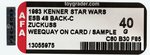 STAR WARS: THE EMPIRE STRIKES BACK ZUCKUSS SAMPLE CARD WITH WEEQUAY AFA 40 GOOD.