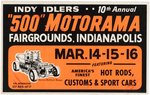 500 MOTORAMA 1969 AND 1970 CAR SHOW POSTERS PAIR FEATURING BATHTUB BUGGY & RED BARON.