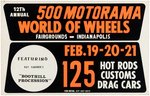 500 MOTORAMA 1971-73 CAR SHOW POSTERS TRIO FEATURING BOOTHILL PROCESSION, WOODBURNER. & SUPERVAN.