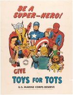 MARVEL SUPERHEROES 1969 TOYS FOR TOTS POSTER FEATURING JACK KIRBY ART.