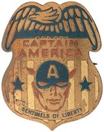 CAPTAIN AMERICA SENTINELS OF LIBERTY BRASS LUSTER VARIETY COMIC BOOK CLUB BADGE.