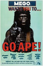 "MEGO WANTS YOU TO... GO APE" PLANET OF THE APES MOVIES PROMOTIONAL POSTER.