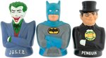 MEGO SUPERHERO BANK SET OF FIVE (BATMAN, JOKER, PENGUIN, SUPERMAN, SPIDER-MAN).