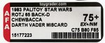 PALITOY STAR WARS: RETURN OF THE JEDI - DARTH VADER/CHEWBACCA MISCARD 65 BACK-D AFA 75+ EX+/NM.