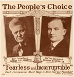 LA FOLLETTE & WHEELER "FEARLESS AND INCORRUPTIBLE" SCARCE 1924 JUGATE POSTER.