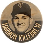 1960s HARMON KILLEBREW (HOF) PM10 LARGE STADIUM BUTTON.