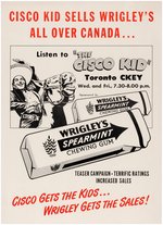 THE CISCO KID CANADIAN WRIGLEY GUM TRIO INCLUDING POSTER & PREMIUMS.