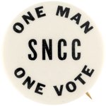 "SNCC ONE MAN ONE VOTE" CIVIL RIGHTS BUTTON.