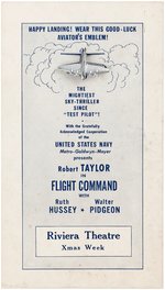 "FLIGHT COMMAND" MOVIE PROMOTIONAL CARD WITH AIRPLANE "AVIATOR'S EMBLEM."