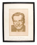 NELSON ROCKEFELLER AUTOGRAPH WITH 1960s COMPUTER-GENERATED PORTRAIT.