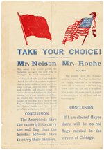 NELSON v. ROCHE CHICAGO, ILLINOIS 1887 MAYORAL CAMPAIGN ANTI-SOCIALIST HANDBILL.