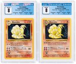 1999 POKÉMON BASE SET NINETALES 12/102 HOLO LOT OF TWO GRADED.