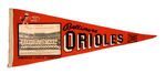 "BALTIMORE ORIOLES" PENNANT/BUTTONS/ASHTRAY.