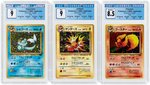 1996 POKÉMON JUNGLE SET (JAPANESE) HOLO LOT OF THREE GRADED (ALL EEVEE EVOLUTIONS).