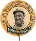 1910 MORTON'S PENNANT WINNER BREAD DETROIT TIGERS BILL DONOVAN BUTTON.