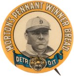1910 MORTON'S PENNANT WINNER BREAD DETROIT TIGERS GEORGE MULLIN BUTTON.