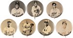 1948 MONTREAL ROYALS (INTERNATIONAL LEAGUE) PARTIAL SET (7 OF 12) BUTTONS INCLUDING DON NEWCOMBE.