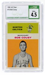 1961-62 FLEER #10 BOB COUSY (HOF) CSG 4.5 VG/EX+.