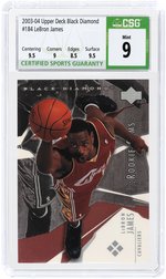 2003-04 UPPER DECK BLACK DIAMOND #184 LEBRON JAMES ROOKIE CARD CSG 9 MINT.