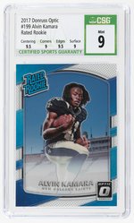 2017 DONRUSS OPTIC #199 ALVIN KAMARA ROOKIE CARD CSG 9 MINT.