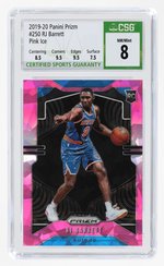 2019-20 PANINI PRIZM #250 RJ BARRETT PINK ICE ROOKIE CARD CSG 8 NM/MINT.