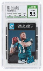 2016 DONRUSS OPTIC #156 CARSON WENTZ ROOKIE CARD CSG 9.5 GEM MINT.