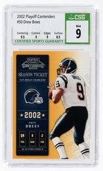 2002 PLAYOFF CONTENDERS #50 DREW BREES ROOKIE CARD CSG 9 MINT.