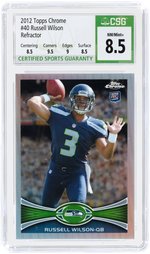 2012 TOPPS CHROME REFRACTOR  #40 RUSSELL WILSON ROOKIE CARD CSG 8.5 NM/MINT+.