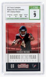 2017 PANINI CONTENDERS #RY-2 ROOKIE OF THE YEAR CONTENDERS DESHAUN WATSON ROOKIE CARD CSG 9 MINT.