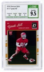 2016 DONRUSS OPTIC #117 TYREEK HILL ROOKIE CARD CSG 9.5 GEM MINT.