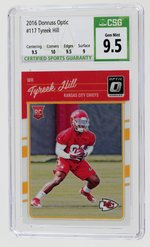 2016 DONRUSS OPTIC #117 TYREEK HILL ROOKIE CARD CSG 9.5 GEM MINT.