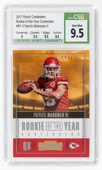 2017 PANINI CONTENDERS #RY-3 ROOKIE OF THE YEAR CONTENDERS PATRICK MAHOMES II ROOKIE CARD CSG 9.5 GEM MINT.