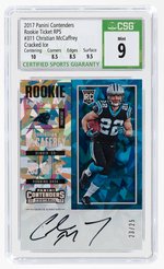 2017 PANINI CONTENDERS CRACKED ICE ROOKIE TICKET AUTOGRAPH RPS #311 CHRISTIAN MCCAFFREY ROOKIE CARD CSG MINT 9 (AUTO 10).