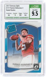 2017 DONRUSS OPTIC #177 PATRICK MAHOMES II ROOKIE CARD CSG 9.5 GEM MINT.