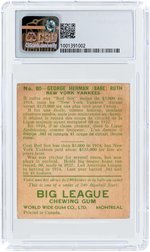 1933 WORLD WIDE GUM V353 #80 GEORGE HERMAN "BABE" RUTH (HOF) CSG 3.5 VERY GOOD+.