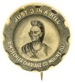 RARE BUTTON FOR CARRIAGE MAKER AND FARM EQUIPMENT MAKER PICTURING THE INDIAN BLACK HAWK.