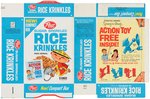 POST SUGAR SPARKLED RICE KRINKLES FILE COPY CEREAL BOX FLAT WITH ACTION TOY OFFER.