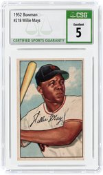 1952 BOWMAN # 218 WILLIE MAYS (HOF) CSG 5 EX.