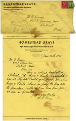 SEWARD POSEY NEGRO LEAGUES HANDWRITTEN LETTER.