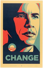 "CHANGE" ARTISTS FOR OBAMA SERIES 2008 CAMPAIGN POSTER BY SHEPARD FAIREY.