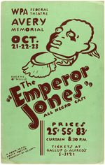 RARE CONNECTICUT WPA ERA THEATRICAL POSTER "THE EMPEROR JONES ALL NEGRO CAST".