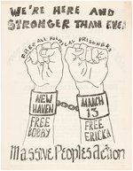 "FREE BOBY FREE ERICKA NEW HAVEN MARCH 13" BLACK PANTHER PARTY CIVIL RIGHTS FLYER.