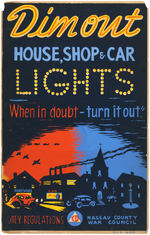 RARE "DIM OUT LIGHTS" WPA ERA HOMEFRONT POSTER FROM NASSAU COUNTY, NEW YORK.