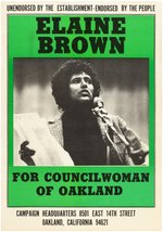 "ELAINE BROWN FOR COUNCILWOMAN OF OAKLAND" BLACK PANTHER PARTY CIVIL RIGHTS CAMPAIGN POSTER.